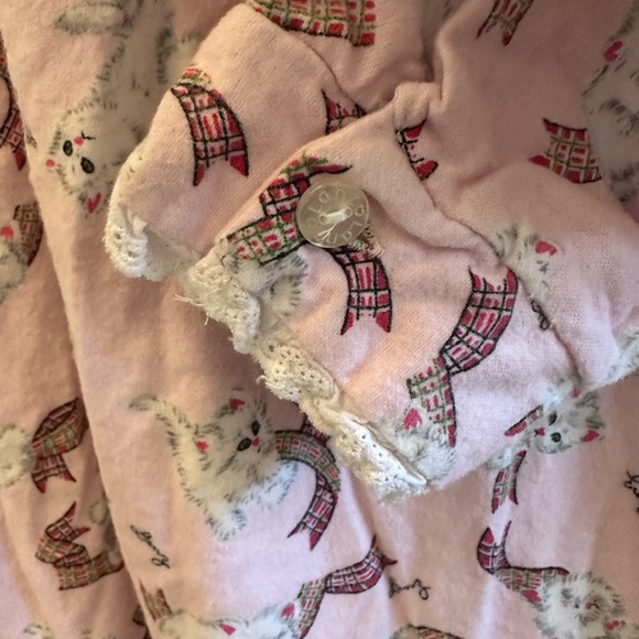 Lanz Of Salzburg Pink Flannel Kittens Cats Nightgown Peter Pan Collar Large - Picture 6 of 9